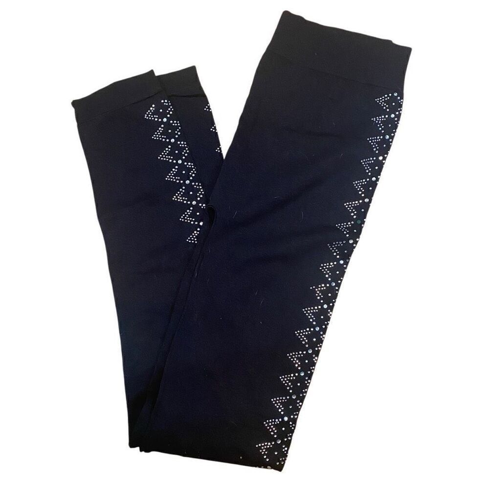 French Laundry embellished side black gold small leggings